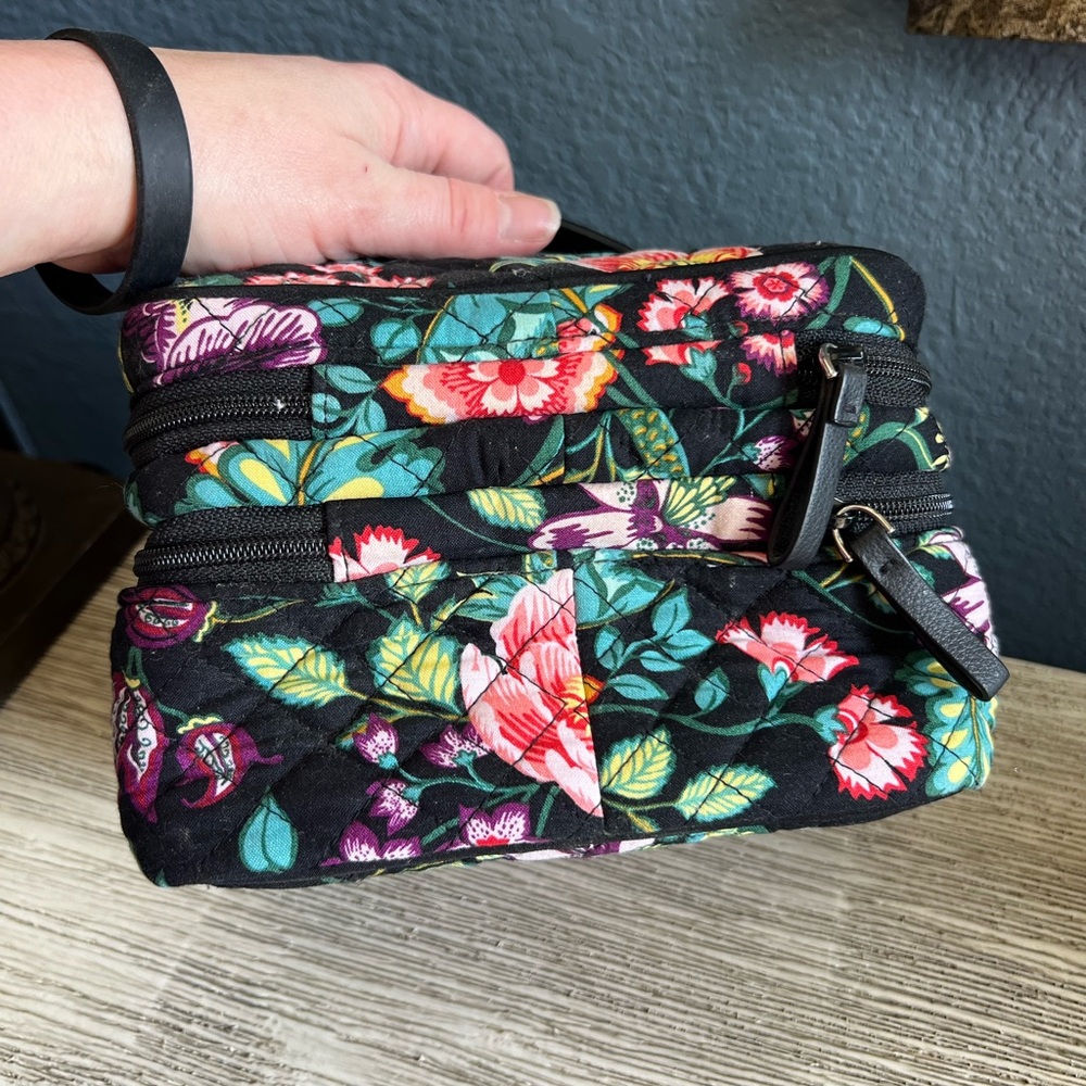 Vera Bradley Black Floral Double-Zip Travel Jewelry & Cosmetics Case - Picture 4 of 11